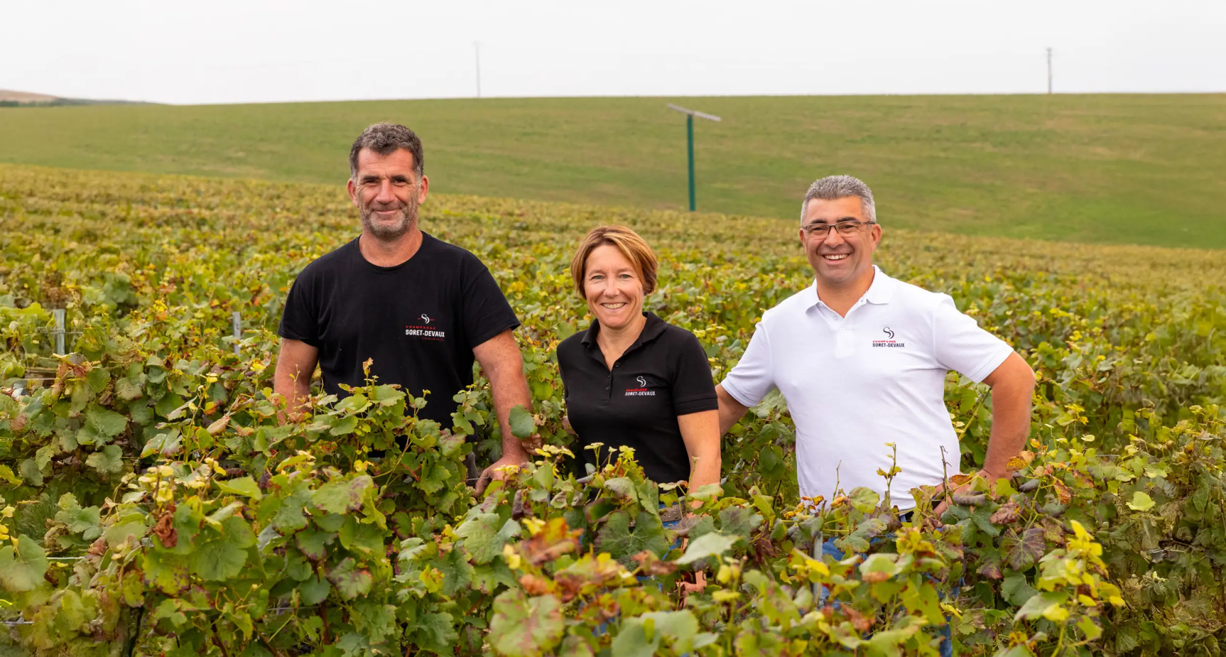 Photo de la famille Soret-Devaux dans les rangs de vigne